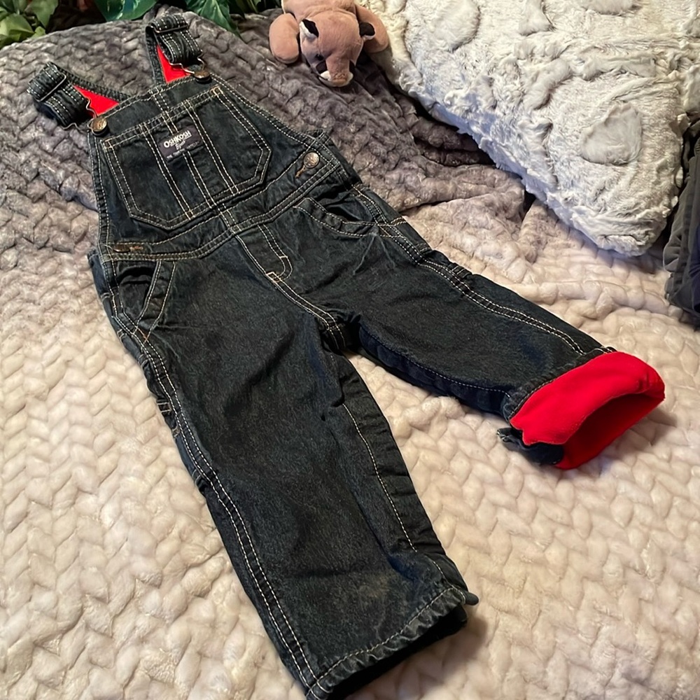 Oshkosh Fully Lined Denim overall 1 Piece w pockets and suspenders Baby Size:18M